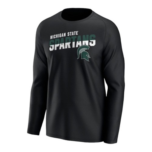 NEW MENS FANATICS BRANDED BLACK MICHIGAN ST. SPARTANS QUICK SLANT RAGLAN T-SHIRT - Picture 3 of 7