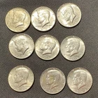 Lot of 9- 40% silver Kennedy half dollars 1966-1968.   FREE SHIPPING