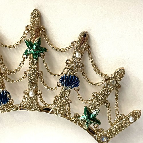 Claires Gold Glitzer Muschel und Perle Meerjungfrau dünnes Metall Stirnband - Bild 3 von 4