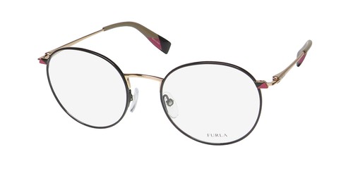 NEW FURLA VFU252 EYEWEAR 0301 METAL & PLASTIC 50-19-140 ROUND FULL-RIM BLACK - Afbeelding 1 van 8