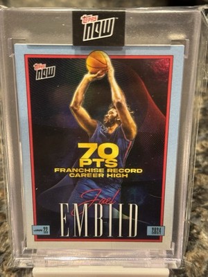 2024 Topps Now Joel Embiid 70 Point Game JE1 Franchise Record Limited PR 8971 B
