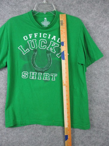 St Patrick Day T Shirt Men Medium Green Official Lucky Shamrock Horseshoe Cotton - Picture 10 of 11
