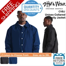 🔥 Shaka Wear Unisex Collared Varsity Blend Jacket pockets Up To 3XL CVBJ