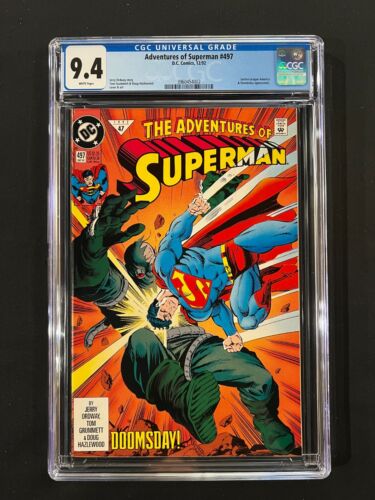 Adventures of Superman #497 CGC 9.4 (1992) - Justice League America & Doomsday - Picture 1 of 2
