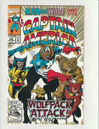 Captain America #406 Comic (Marvel 1992) Wolfpack Attack Man Wolf 8.5 - VF+