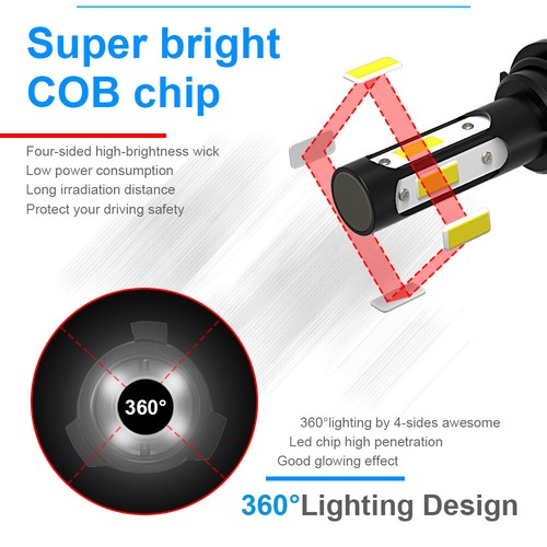 6x LED Headlight Hi/Low beam Fog Light Bulbs 6000K For Dodge RAM 1500 2019 2020 - Picture 7 of 12