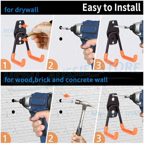12 Packs Garage Hooks Bike Hooks Storage Hooks Heavy Duty Ladder Hangers Wall - Picture 11 of 12