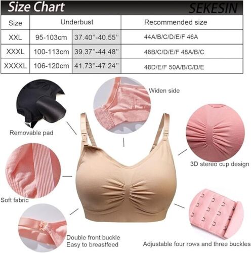 4 Pack 4XL Nursing Bra Wireless Push Up Bra Sleeping Maternity Breastfeeding - Picture 7 of 7