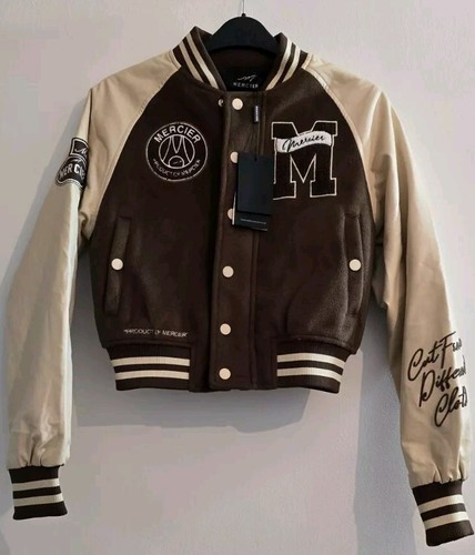 NEU MIT ETIKETT MERCIER VARSITY JACKE GRÖSSE XS 8 NIE GETRAGEN BRAUN & BEIGE SELTEN ATEMBERAUBEND