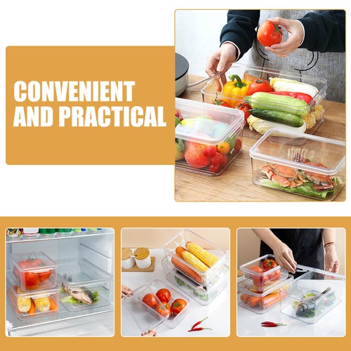 3 Pcs Refrigerator Storage Box Freezer Bin Fridge Food Container - Picture 3 of 12
