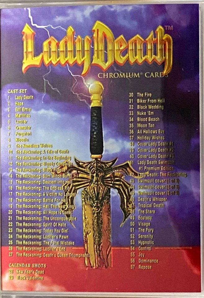 1994 LADY DEATH ALL CHROMIUM SERIES COMPLETE CARD SET 1-100 CHAOS! Excellent! - Image 2 of 3
