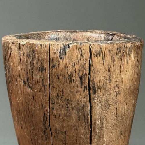 Antique Folk Art Hand Carved Wood Mortar Vessel - Picture 7 of 8