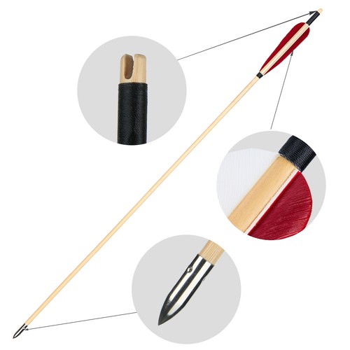 6pcs 31.5 inches Wooden Arrows Feather Target Practice Arrows Archery Shooting - Picture 25 of 45