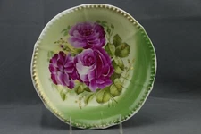 Unmarked German Bavaria Round Serving Bowl Raised Gold Roses