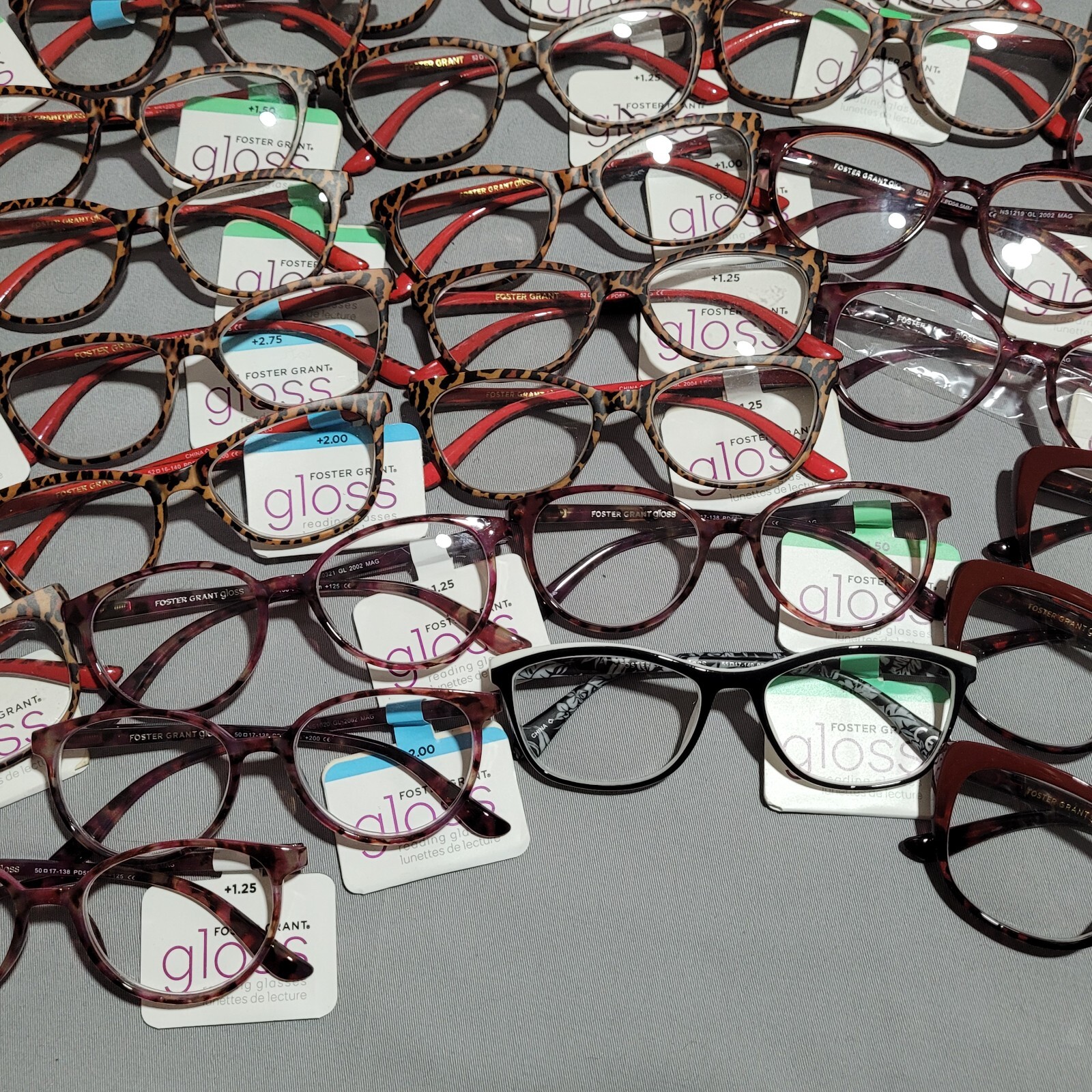 Bulk lot of 40 Foster Grant Gloss Readers Reading Glasses Multi