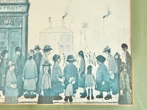 1943 LS Lowry Print Waiting For The Shops To Open TV Prop Social History Decor - Picture 7 of 8