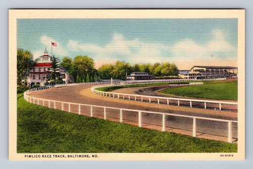 Baltimore MD- Maryland Pimlico Race Track Vintage Postcard Souvenir Postal Post