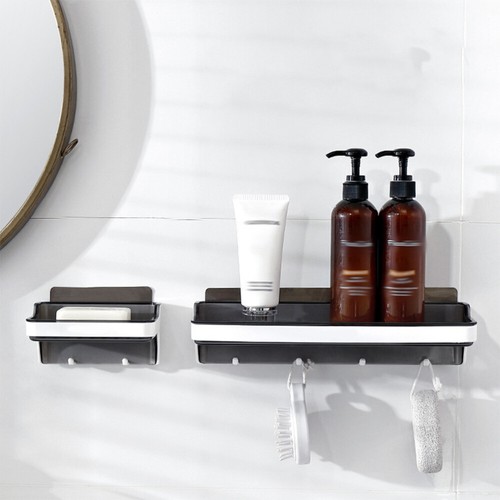 Punch Free Floating Shelf Plastic Wall Mount Towel Storage Rack Organizer magasin for