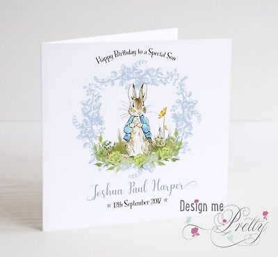 Brother etc PERSONALISED PETER RABBIT Birthday Card Son Grandson