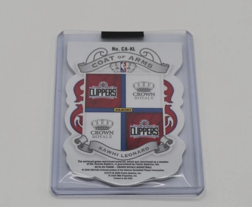 2019-20 Panini Crown Royale Coat of Arms Kawhi Leonard #CA-KL Game Worn Material - Picture 2 of 2