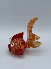 Fitz And Floyd Blown Glass Goldfish 3 In Tall 2 3/4 In Long