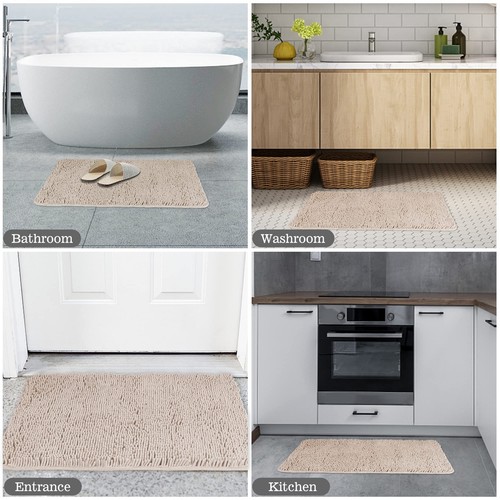 Light Gray Bathroom Rugs – Thick Chenille Bath Mats | Absorbent and Washable ... - Picture 6 of 6