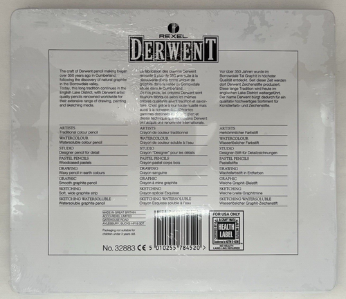 Derwent Aquarell Aquarell 24 Stifte mit Dose #32883 Nagelneu Versiegelt - Bild 2 von 3