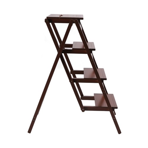 Multi-function Household 4-Step Ladder Foldable Ladder Stool Wooden 220lbs Load - Picture 17 of 22