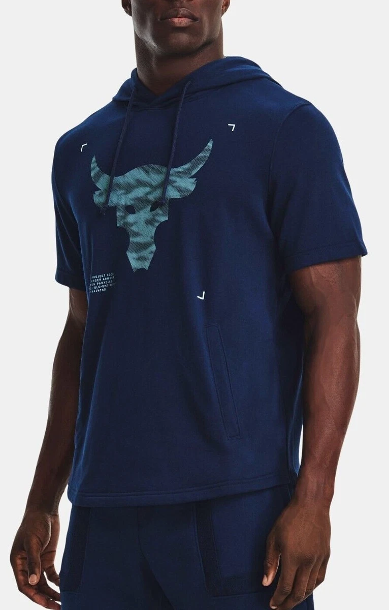 Under Armour Men's Project Rock Terry Short Sleeve Hoodie 1370465-408 NWT  Large 195253123061 | eBay