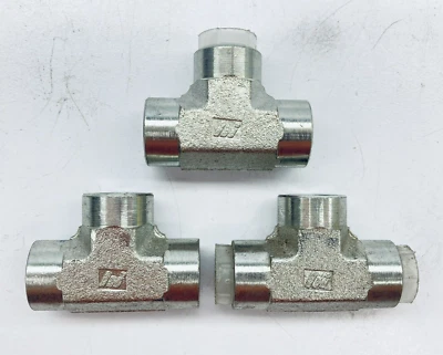 BRENNAN, GATES, PARKER, EATON, FUI LOT OF 3 BRENNAN 1/4" NPTF HYDRAULIC TEE FITTING 5605-04-04-04 FEMALE NPTF