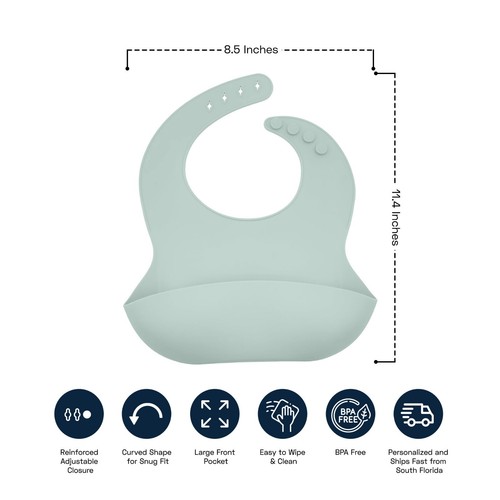 Pechera de silicona personalizada para niños pequeños Pechera personalizada para bebés con receptor de alimentos + cuchara - Imagen 15 de 24