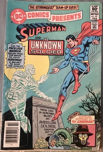 VINTAGE DC COMIC- SUPERMAN & THE UNKNOWN SOLDIER NO.42- FEB. 1982-VG & BAGGED
