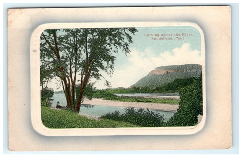 1911 Blick über den Fluss Sunderland MA Massachusetts Postkarte Ansicht