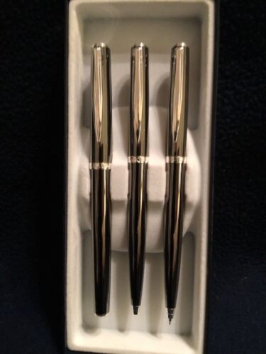 Waterford Marquis Arcadia Writing Set~~Pen, Gel Point & Pencil w/Box~~Gun Metal - Picture 3 of 6