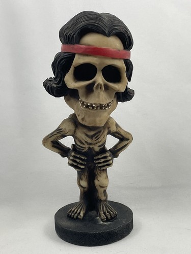 SKELETON Bobblehead Nodder Black Hair Headband RARE Gift Rocker Biker Halloween