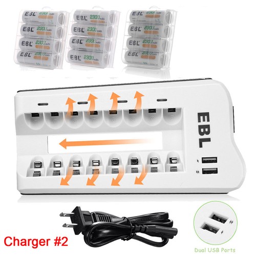 EBL AAA AA Ni-MH Rechargeable Batteries / 8-Bay Fast Charging Battery Charger - Picture 35 of 42