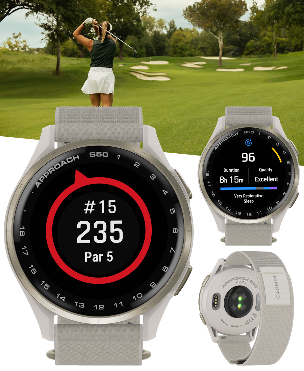 Garmin Approach S50 Golf GPS Smartwatch Cream Gold/Ivory with