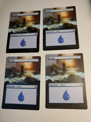 MTG X4 Altered Art Islands. MAGIC Cards