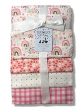 RECEIVING X4 - DUCK DUCK GIRLS 223- RAINBOW HEART - BLANKETS COTTON 4 PACK BABY