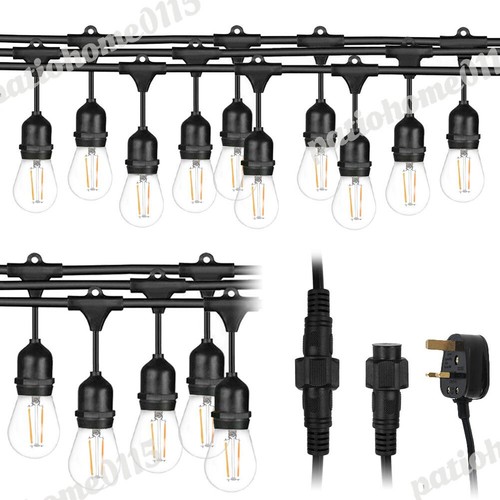 HEAVY DUTY FESTOON E27 IP65 WATERPROOF LED OUTDOOR GARDEN STRING LIGHTS 49FT - Picture 6 of 12