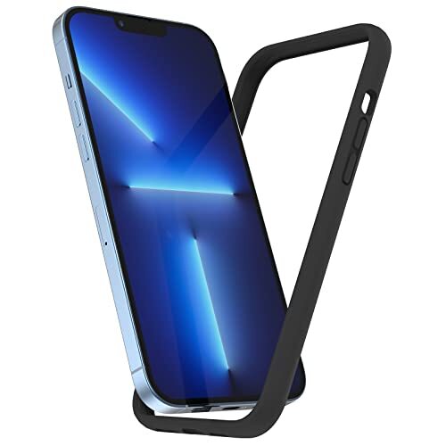 Coque pare-chocs compatible iPhone 13 Pro Max (6,7 pouces), silicone liquide noir - Photo 2 sur 7