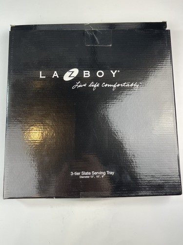 LAZBOY 3 Livelli Ardesia Servizio Vassoio Salumi, Divertente Bordo Naturale NUOVO - Foto 5 di 5
