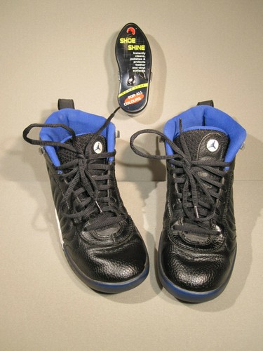 Boys Sz 5 Black Blue White Air Jordan Jumpman Pro Retro Leather Shoes 907973-006 - Picture 3 of 9