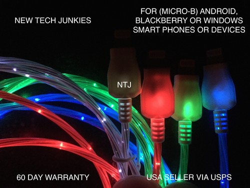 FLOWING LIGHT flow glow LED MICRO USB charger cable for SAMSUNG S HTC LG ANDROID - Picture 15 of 19