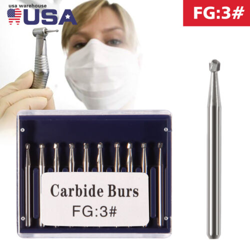 10-100pcs Dental Carbide Steel Drills Burs FG-03 for High Speed Handpiece FAS - Picture 2 of 11
