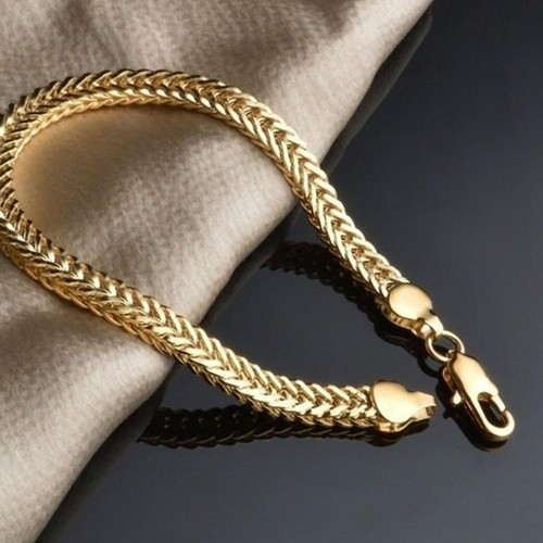 Lo último Pulsera Dorada Hombres Joyería Moda Pulseras de Cadena Cubana ~ - Imagen 6 de 13
