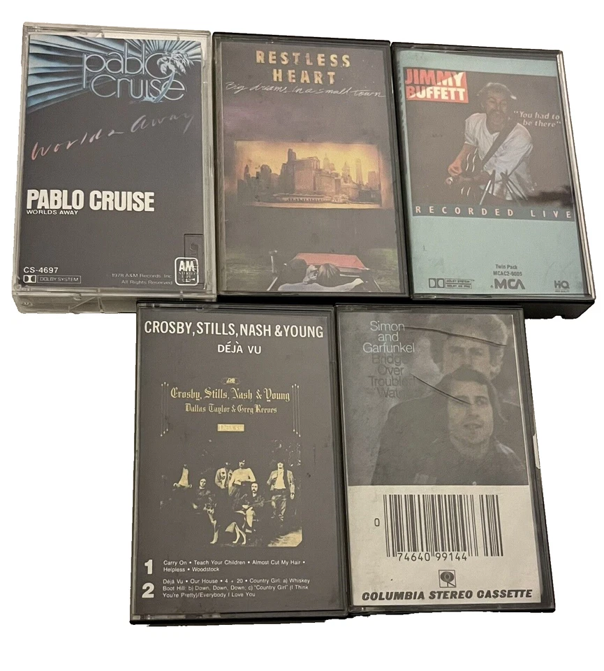 LOT 5 JIMMY BUFFETT SIMON GARFUNKEL NASH YOUNG PABLO CROSBY STILL CASSETTES JOEC - Image 2 of 2