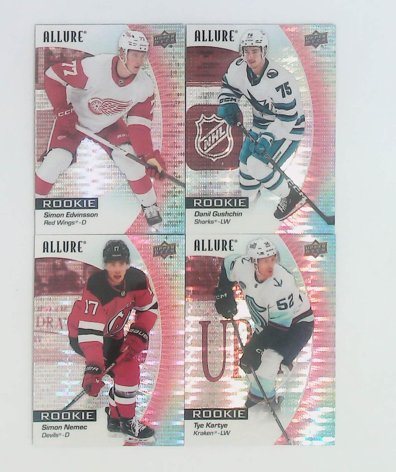 2023-24 Upper Deck Allure Base Rookies Red Rainbow Tye Kartye Lot (4)