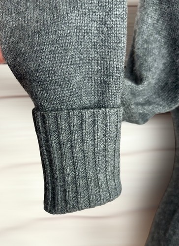 Suéter largo gris cachemir aguamarina túnica capucha cuello canguro bolsillo talla M US6 - Imagen 9 de 13