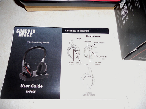 SHARPER IMAGE WIRELESS HEADPHONES W/BUILT-IN MICROPHINE SHP925 BLK OPEN BOX LOOK - Picture 3 of 8